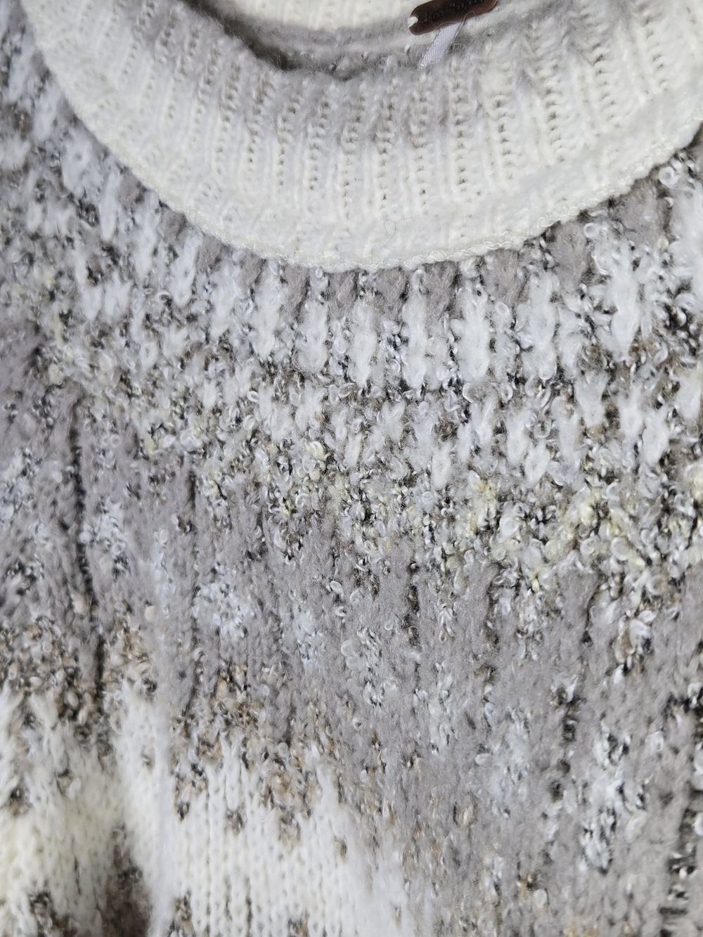 Free People Home For The Holidays Knit Pullover Cream Beige Fair Isle Size M - Picture 6 of 15